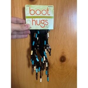 Boot Hugs by Bandals - Black and Turquoise Beads - Adjustable Size